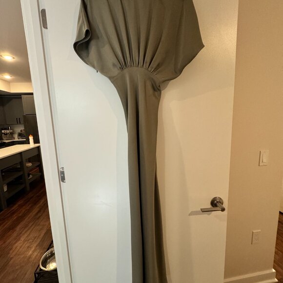 BHLDN Leila Deep-V Flutter-Sleeve Satin A-Line Gown - Picture 3 of 6